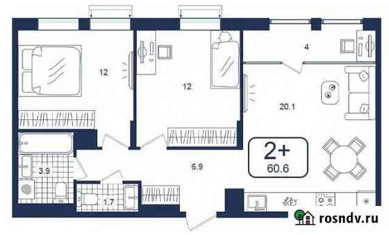 2-комнатная квартира, 60.6 м², 4/16 эт. на продажу в Тюмени Тюмень
