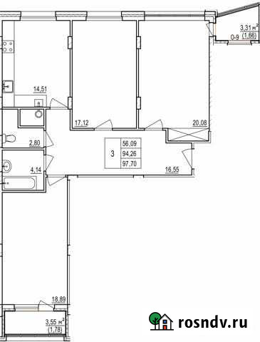 3-комнатная квартира, 97.5 м², 4/10 эт. на продажу в Твери Тверь - изображение 1