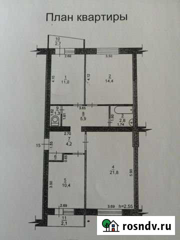 3-комнатная квартира, 77 м², 5/5 эт. на продажу в Соколе Магаданской области Сокол - изображение 1