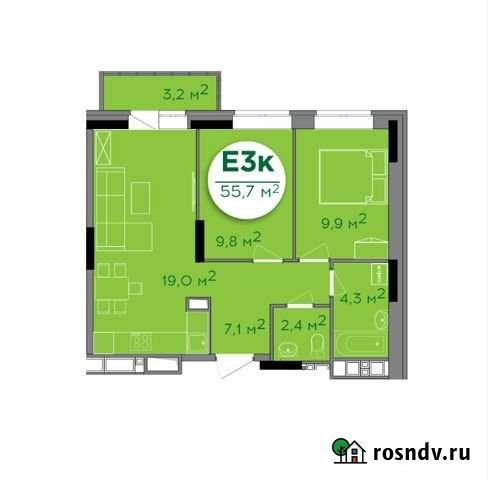 2-комнатная квартира, 55.7 м², 15/18 эт. на продажу в Ижевске Ижевск - изображение 1