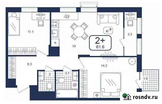 2-комнатная квартира, 61.6 м², 15/16 эт. на продажу в Тюмени Тюмень
