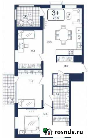 3-комнатная квартира, 76.5 м², 10/16 эт. на продажу в Тюмени Тюмень - изображение 1