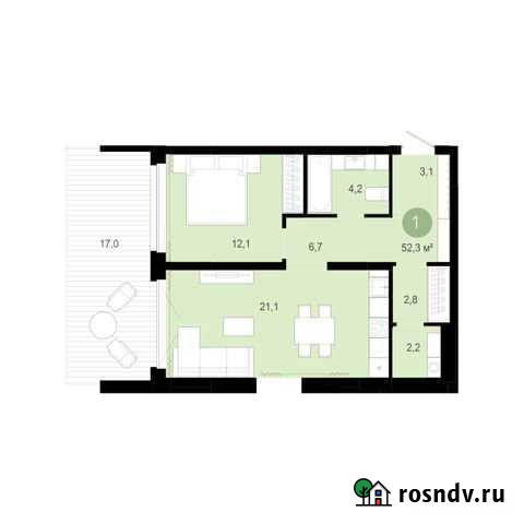 1-комнатная квартира, 69.3 м², 1/10 эт. на продажу в Тюмени Тюмень - изображение 1