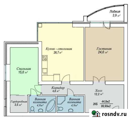 2-комнатная квартира, 101.7 м², 1/3 эт. на продажу в Обнинске Обнинск - изображение 1