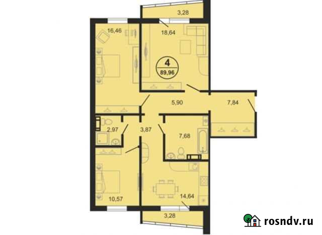 3-комнатная квартира, 89.1 м², 2/11 эт. на продажу в Челябинске Челябинск - изображение 1