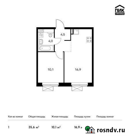 1-комнатная квартира, 35.6 м², 16/16 эт. на продажу в Видном Видное - изображение 1