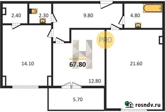 2-комнатная квартира, 67.8 м², 8/16 эт. на продажу в Челябинске Челябинск - изображение 1
