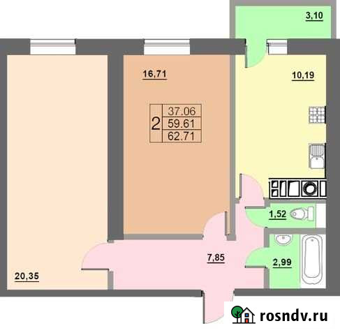 2-комнатная квартира, 62.7 м², 9/10 эт. на продажу в Смоленске Смоленск - изображение 1
