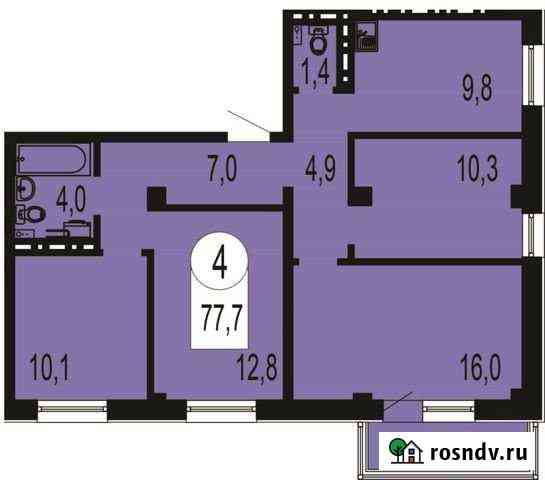 4-комнатная квартира, 77.8 м², 6/16 эт. на продажу в Красноярске Красноярск