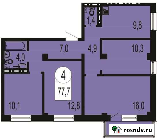4-комнатная квартира, 77.8 м², 6/16 эт. на продажу в Красноярске Красноярск - изображение 1