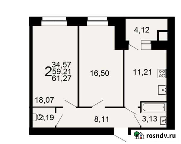 2-комнатная квартира, 61.3 м², 11/15 эт. на продажу в Рязани Рязань - изображение 1