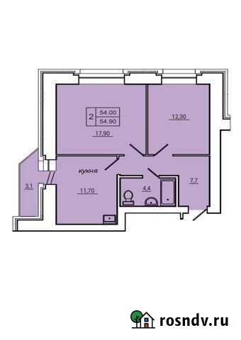2-комнатная квартира, 54.9 м², 10/16 эт. на продажу в Красноярске Красноярск - изображение 1