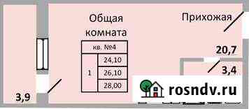 1-комнатная квартира, 28.3 м², 7/9 эт. на продажу в Ростове-на-Дону Ростов-на-Дону