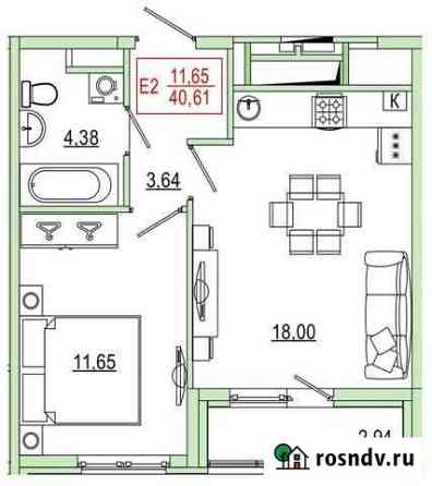 1-комнатная квартира, 40.6 м², 7/20 эт. на продажу в Рязани Рязань