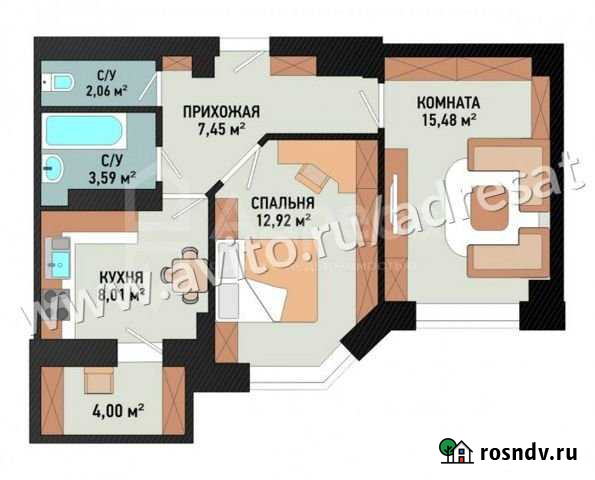 2-комнатная квартира, 51.9 м², 3/10 эт. на продажу в Волгограде Волгоград - изображение 1