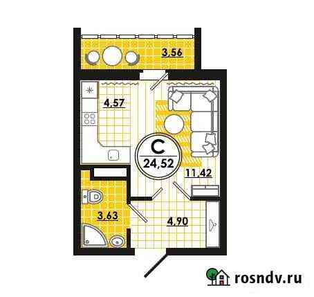 1-комнатная квартира, 24.3 м², 2/17 эт. на продажу в Челябинске Челябинск