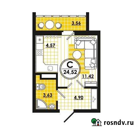 1-комнатная квартира, 24.3 м², 2/17 эт. на продажу в Челябинске Челябинск - изображение 1