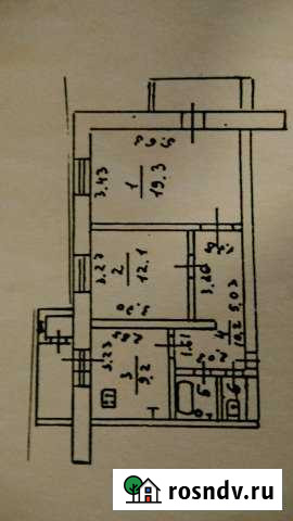 2-комнатная квартира, 54.5 м², 1/2 эт. на продажу в Вожеге Вожега - изображение 1