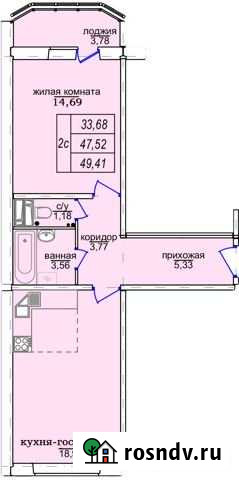 2-комнатная квартира, 49.4 м², 12/18 эт. на продажу в Новосибирске Новосибирск - изображение 1