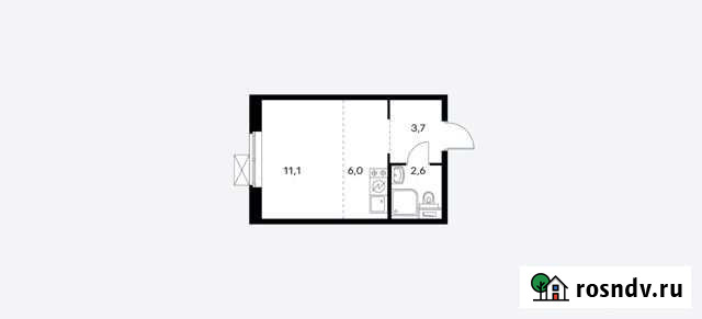 Квартира-студия, 23.4 м², 6/14 эт. на продажу в Люберцах Люберцы - изображение 1