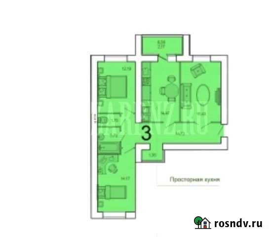 3-комнатная квартира, 79.4 м², 5/12 эт. на продажу в Засечном Засечное - изображение 1