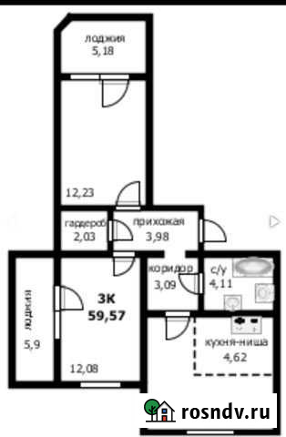 3-комнатная квартира, 59 м², 6/10 эт. на продажу в Барнауле Барнаул - изображение 1