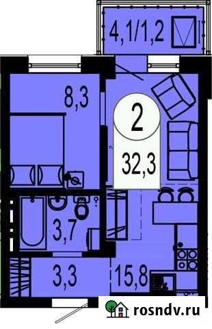 2-комнатная квартира, 32.1 м², 9/19 эт. на продажу в Красноярске Красноярск - изображение 1