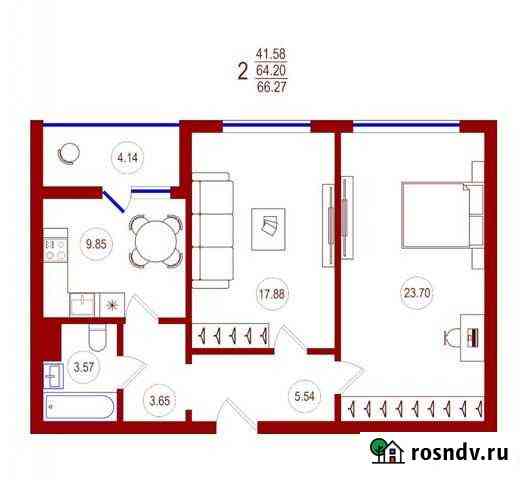 2-комнатная квартира, 66.3 м², 10/18 эт. на продажу в Воронеже Воронеж