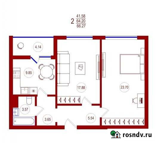 2-комнатная квартира, 66.3 м², 10/18 эт. на продажу в Воронеже Воронеж - изображение 1