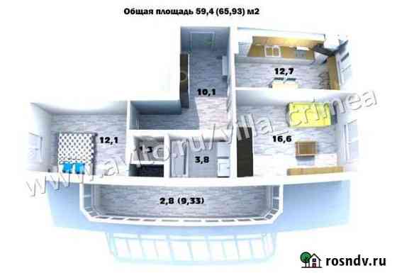 2-комнатная квартира, 57 м², 8/9 эт. на продажу в Алуште Алушта
