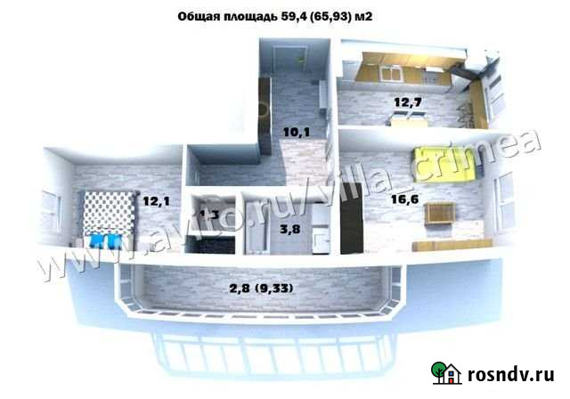 2-комнатная квартира, 57 м², 8/9 эт. на продажу в Алуште Алушта - изображение 1