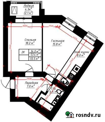 2-комнатная квартира, 55 м², 15/17 эт. на продажу в Барнауле Барнаул - изображение 1