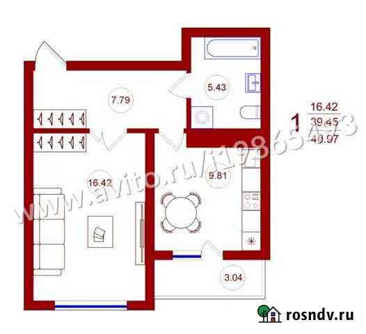 1-комнатная квартира, 41 м², 5/25 эт. на продажу в Воронеже Воронеж