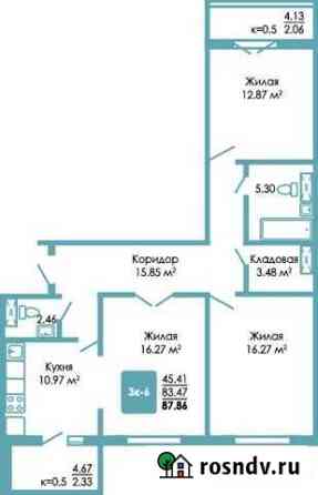 3-комнатная квартира, 87.9 м², 1/16 эт. на продажу в Обнинске Обнинск
