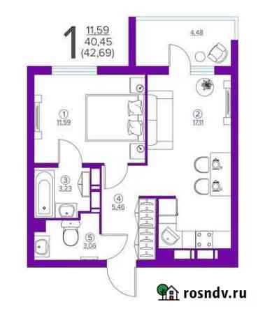 1-комнатная квартира, 42.7 м², 2/15 эт. на продажу в Брянске Брянск