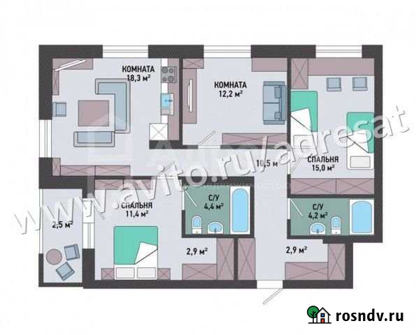 3-комнатная квартира, 84.3 м², 2/23 эт. на продажу в Волгограде Волгоград - изображение 1