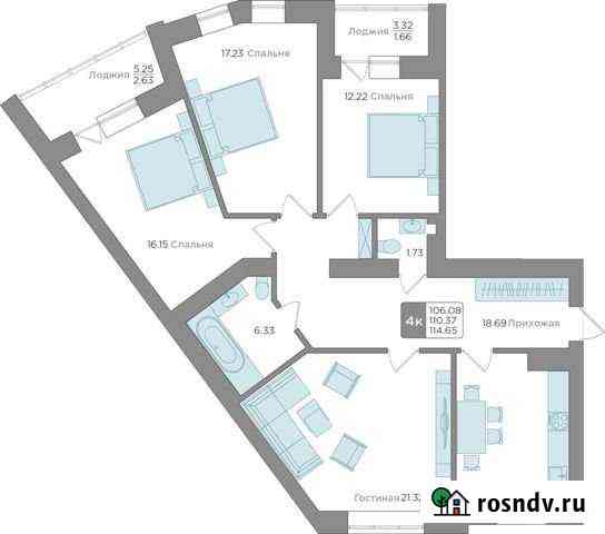 4-комнатная квартира, 110.4 м², 2/9 эт. на продажу в Калининграде Калининград