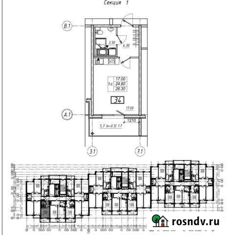 Квартира-студия, 26.3 м², 8/12 эт. на продажу в Пушкине Пушкин - изображение 1