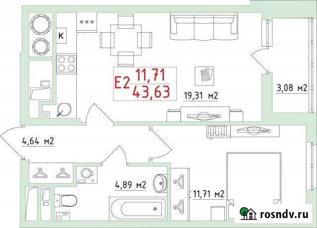 1-комнатная квартира, 41.2 м², 6/10 эт. на продажу в Рязани Рязань - изображение 1