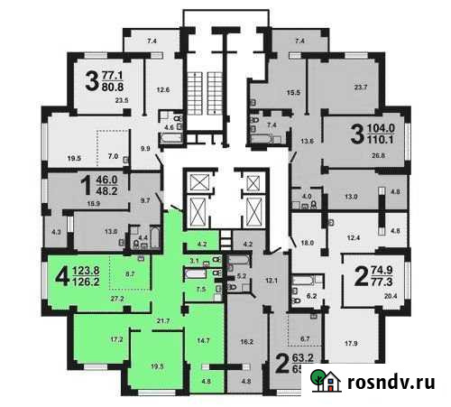 4-комнатная квартира, 126 м², 8/22 эт. на продажу в Красноярске Красноярск - изображение 1