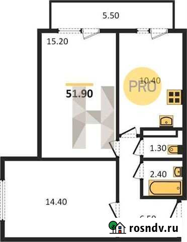 2-комнатная квартира, 51.9 м², 12/24 эт. на продажу в Ростове-на-Дону Ростов-на-Дону - изображение 1