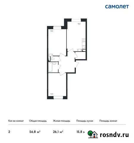 2-комнатная квартира, 56.8 м², 2/17 эт. на продажу в Красногорске Московской области Красногорск - изображение 1