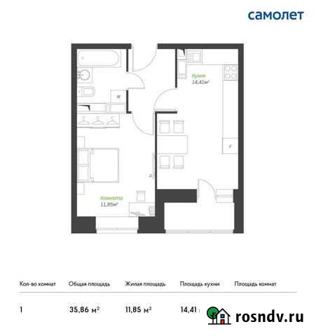 1-комнатная квартира, 35.9 м², 15/17 эт. на продажу в Видном Видное - изображение 1