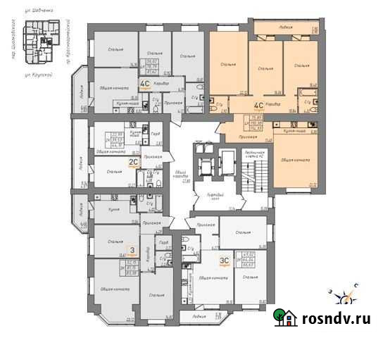 4-комнатная квартира, 114.3 м², 13/16 эт. на продажу в Барнауле Барнаул - изображение 1
