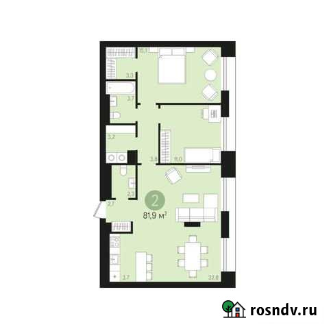 2-комнатная квартира, 81.9 м², 7/7 эт. на продажу в Новосибирске Новосибирск - изображение 1