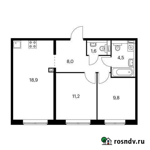 2-комнатная квартира, 54 м², 1/9 эт. на продажу в Московском Московской области Московский - изображение 1