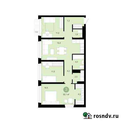 3-комнатная квартира, 83.5 м², 2/10 эт. на продажу в Тюмени Тюмень