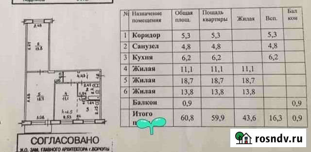 3-комнатная квартира, 60 м², 2/5 эт. на продажу в Воркуте Воркута - изображение 1