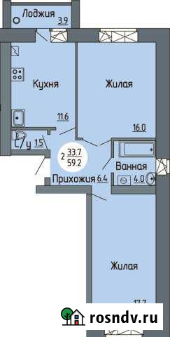 2-комнатная квартира, 59.1 м², 1/8 эт. на продажу в Чебоксарах Чебоксары - изображение 1