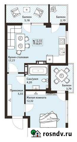1-комнатная квартира, 50.9 м², 3/10 эт. на продажу в Алуште Алушта - изображение 1